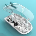 Bluetooth Wireless Transparent Rechargeable Dual Mode Mouse BT5.1+2.4Ghz Wireless. Windows, Mac OS, Androids White